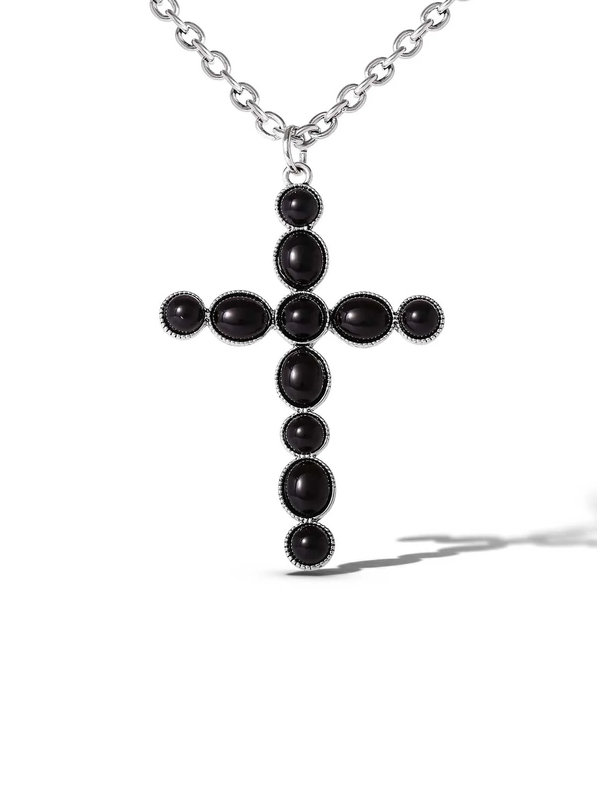 Black Acrylic Cross Necklace - Image 3