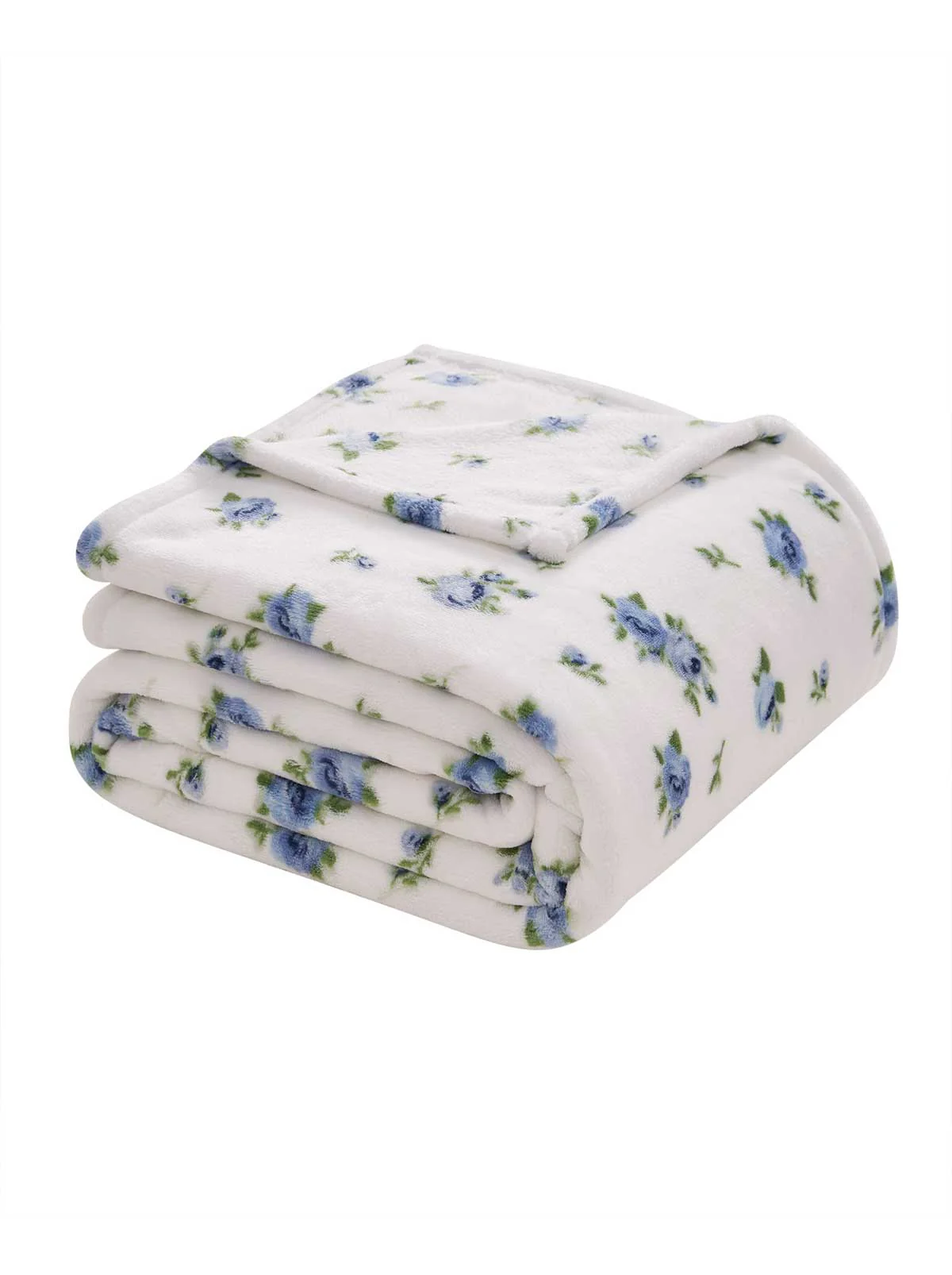 Cottage Rose Blue Plush Throw Blanket - Image 4