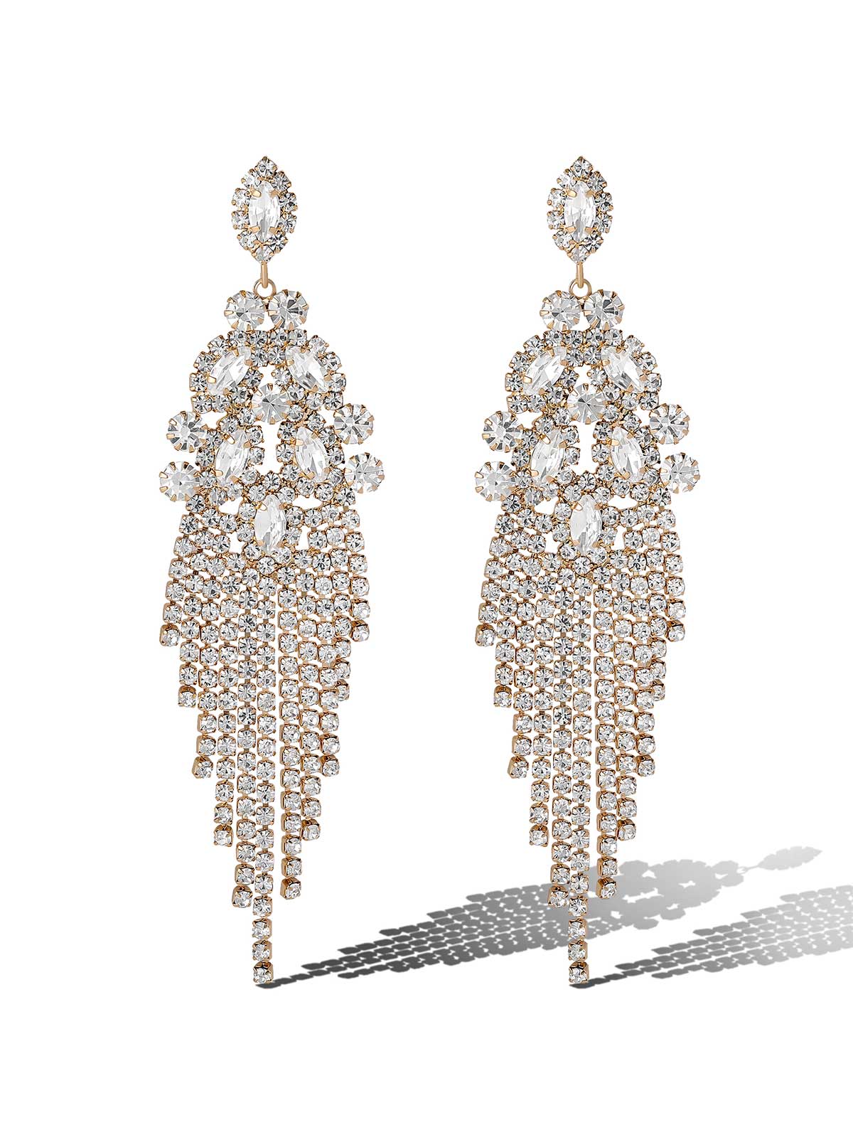 Crystal Waterfall Statement Earrings - Image 2