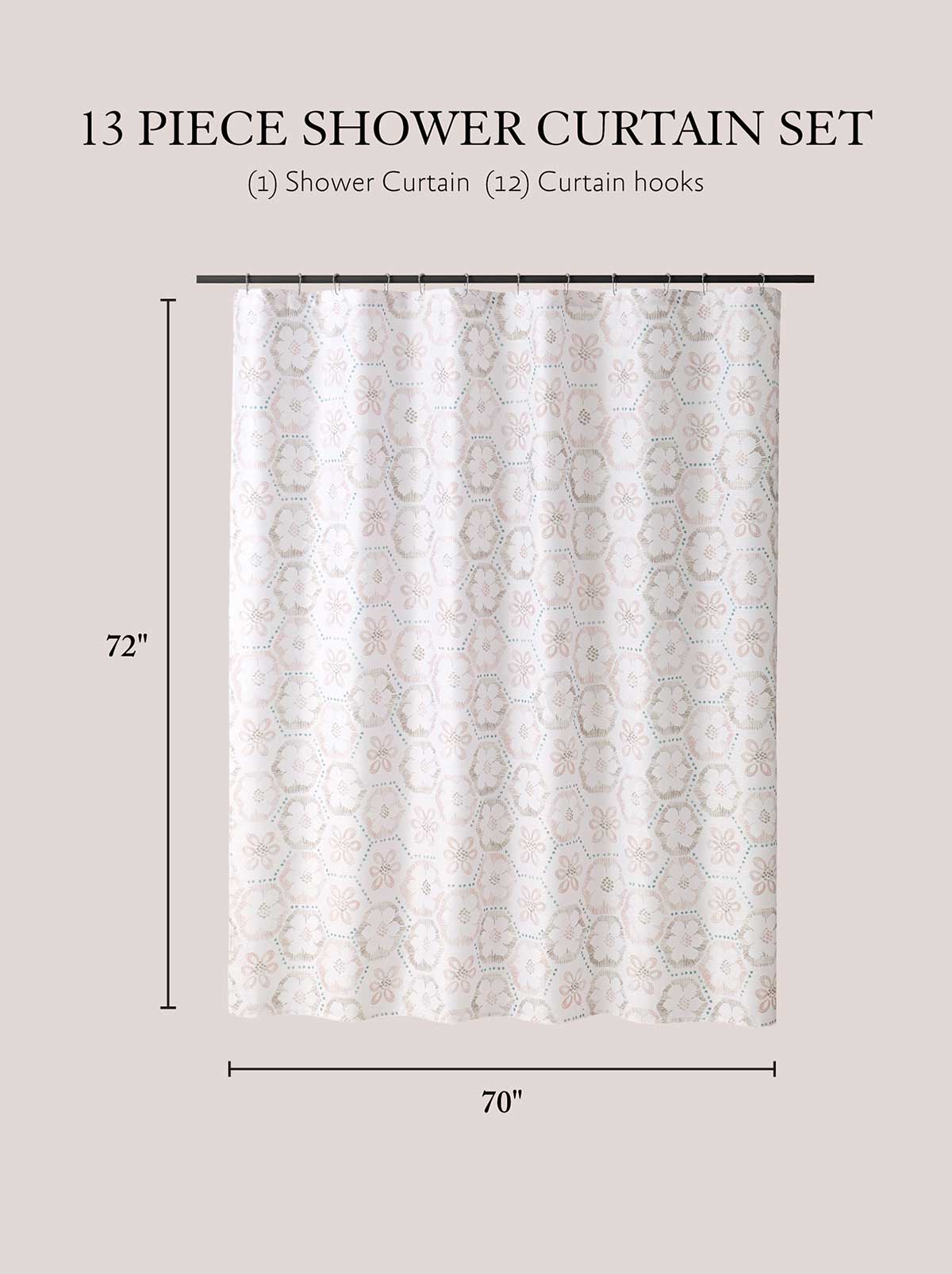 Daisy Squares Taupe Shower Curtain Set - Image 4