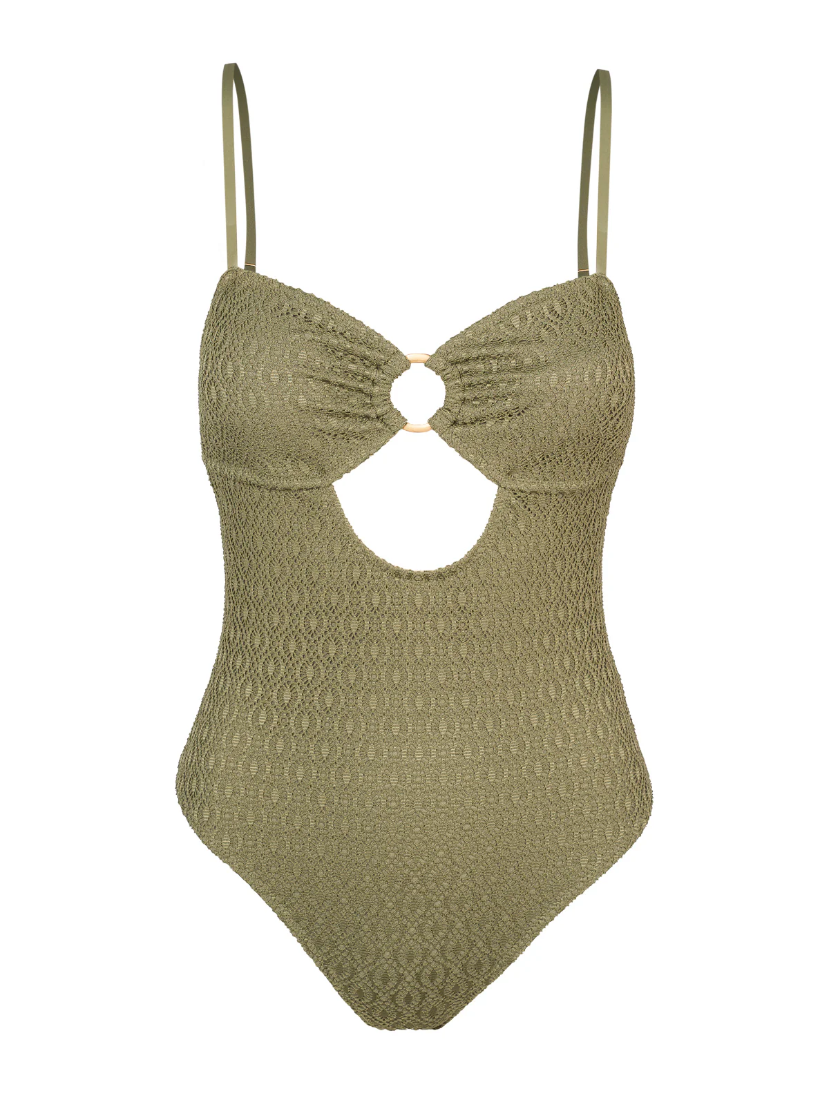 Crochet Ring Bandeau One Piece in Olive - Image 5