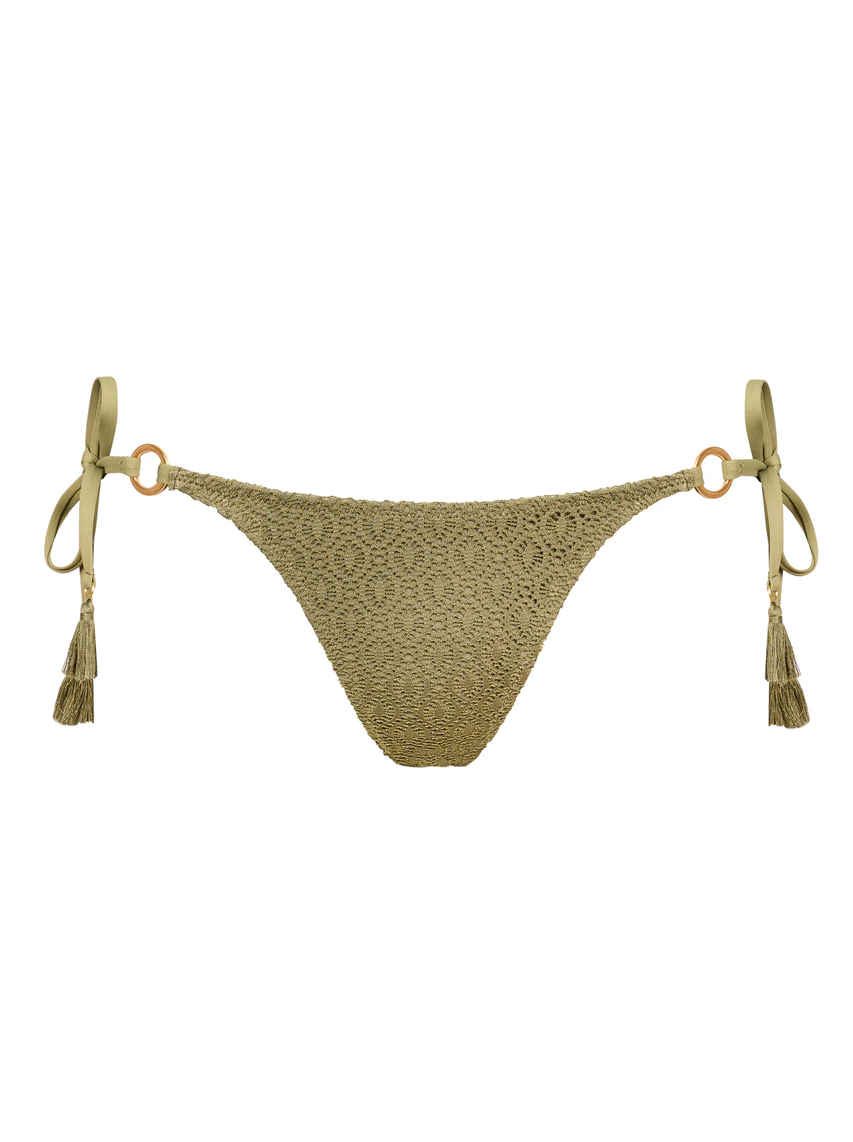 Crochet String Bikini Bottom in Olive - Image 5