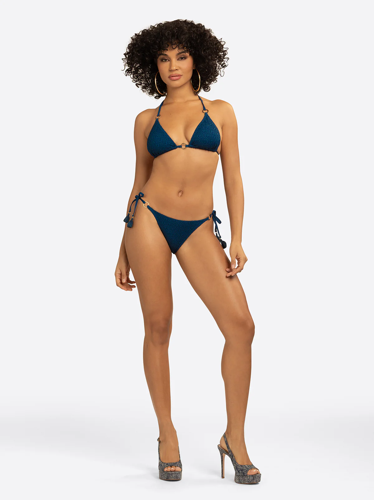 Crochet String Bikini in Dark Denim - Image 2