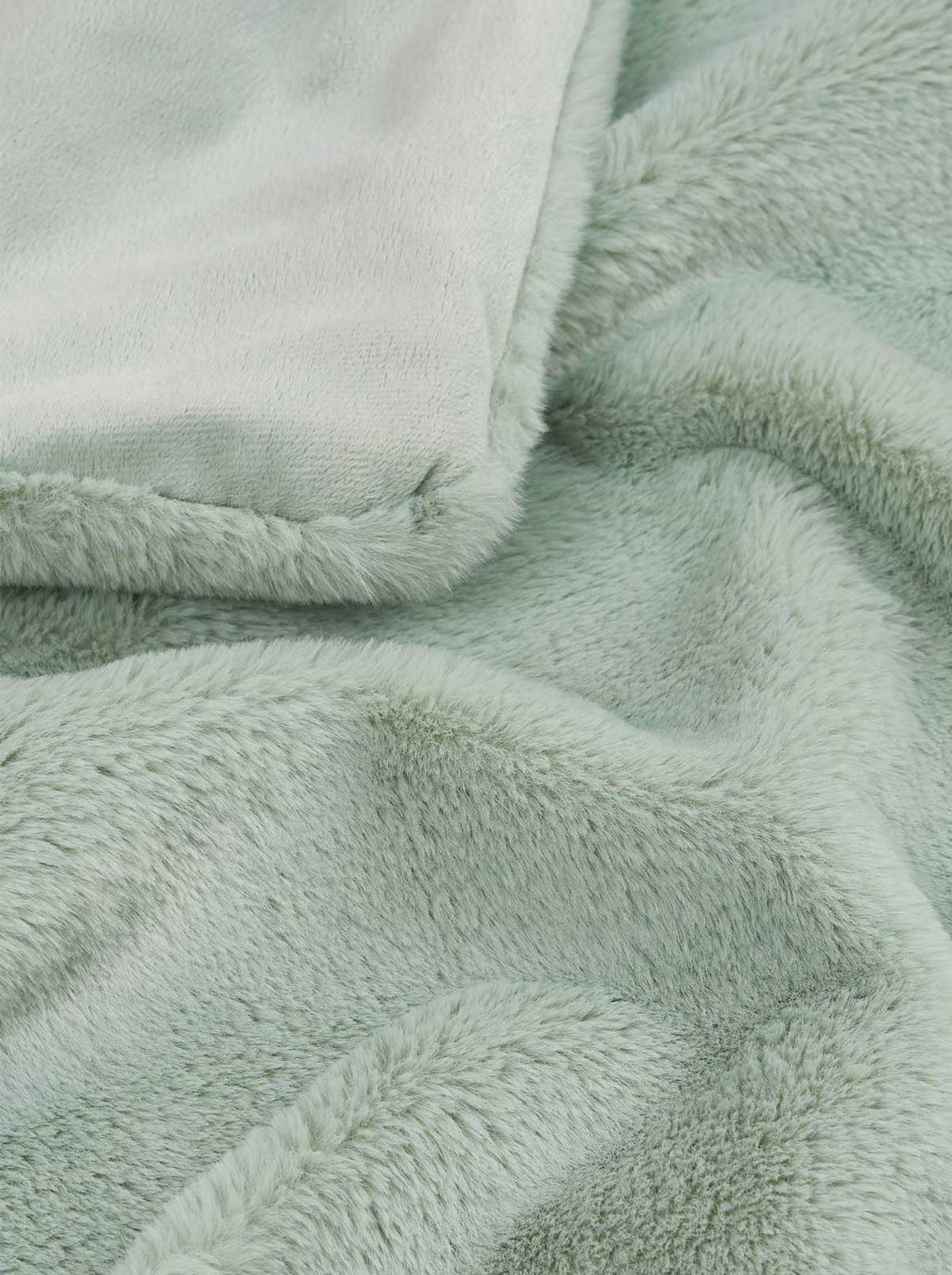 Faux Fur Throw Blanket in Sea Foam Green - Image 3