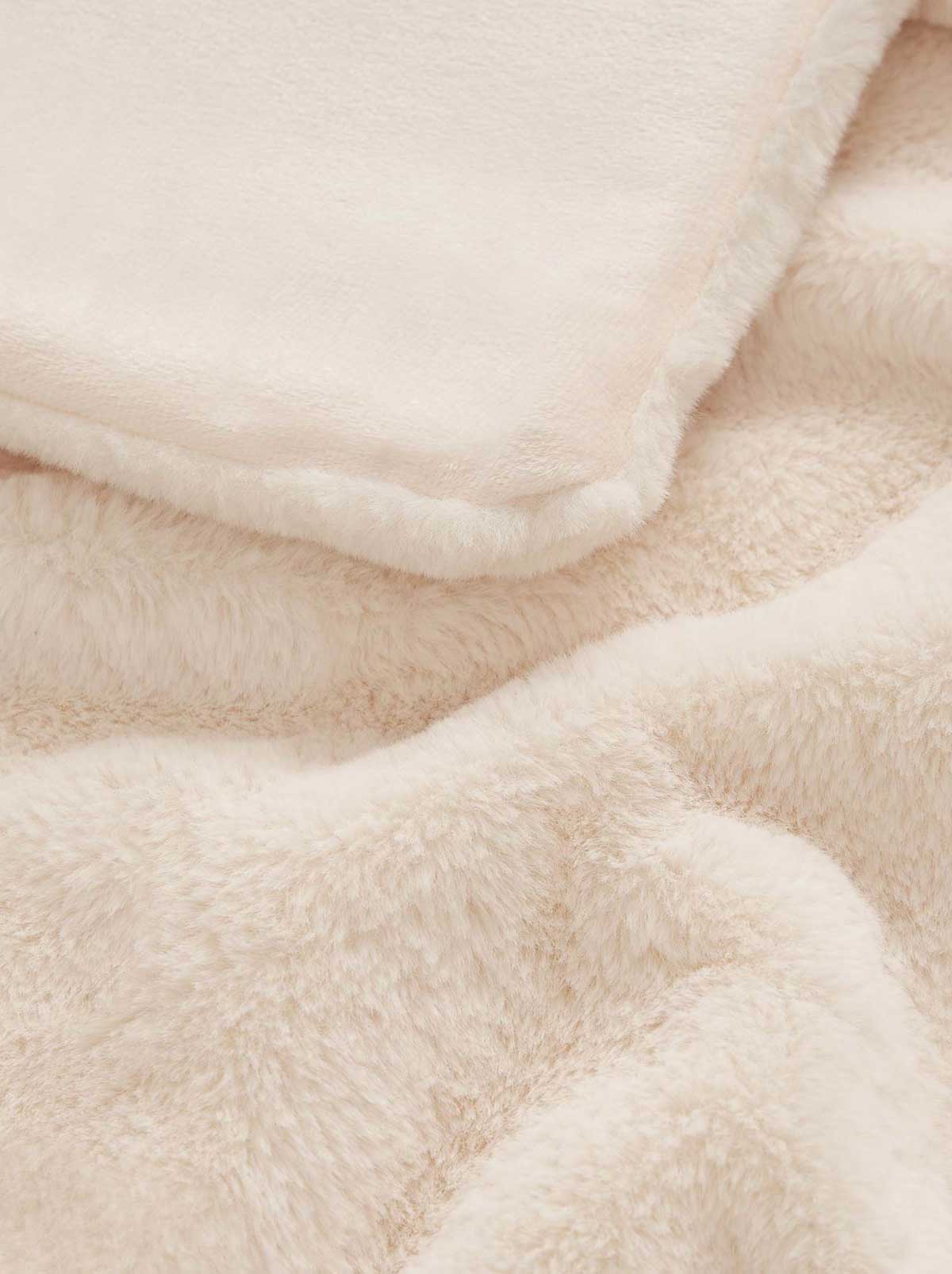Faux Fur Throw Blanket in Sea Salt - Image 3