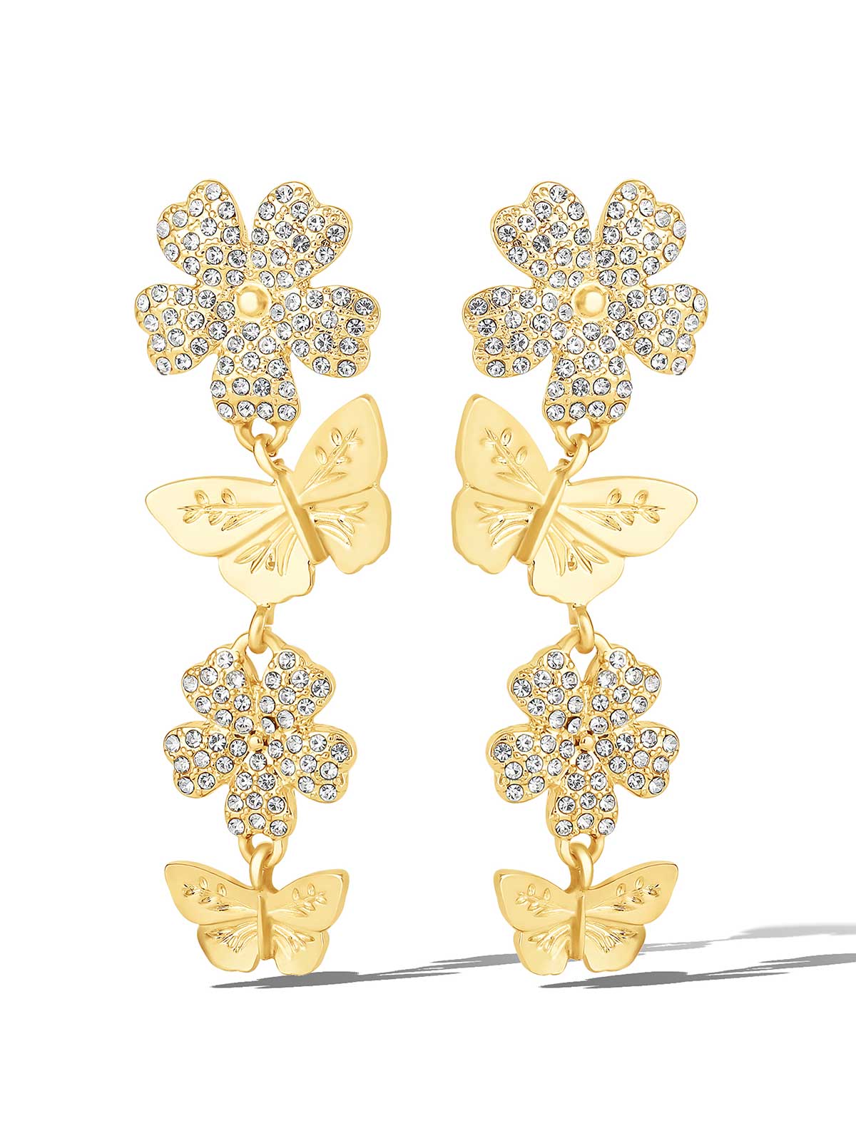 Flower & Butterfly Drop Earrings - Image 2