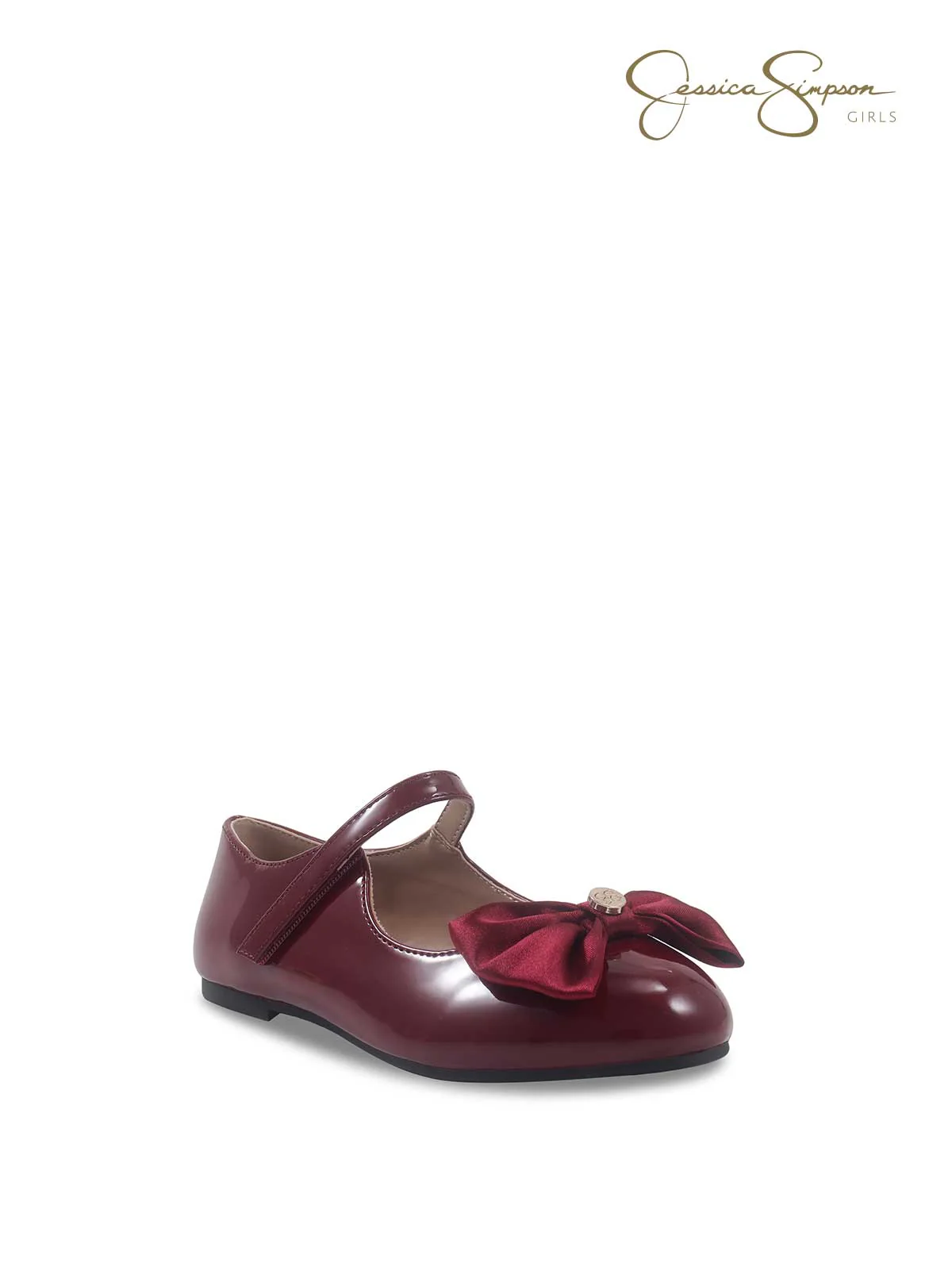 Girls Amy Big Bow Mary Jane in Maroon - Image 3