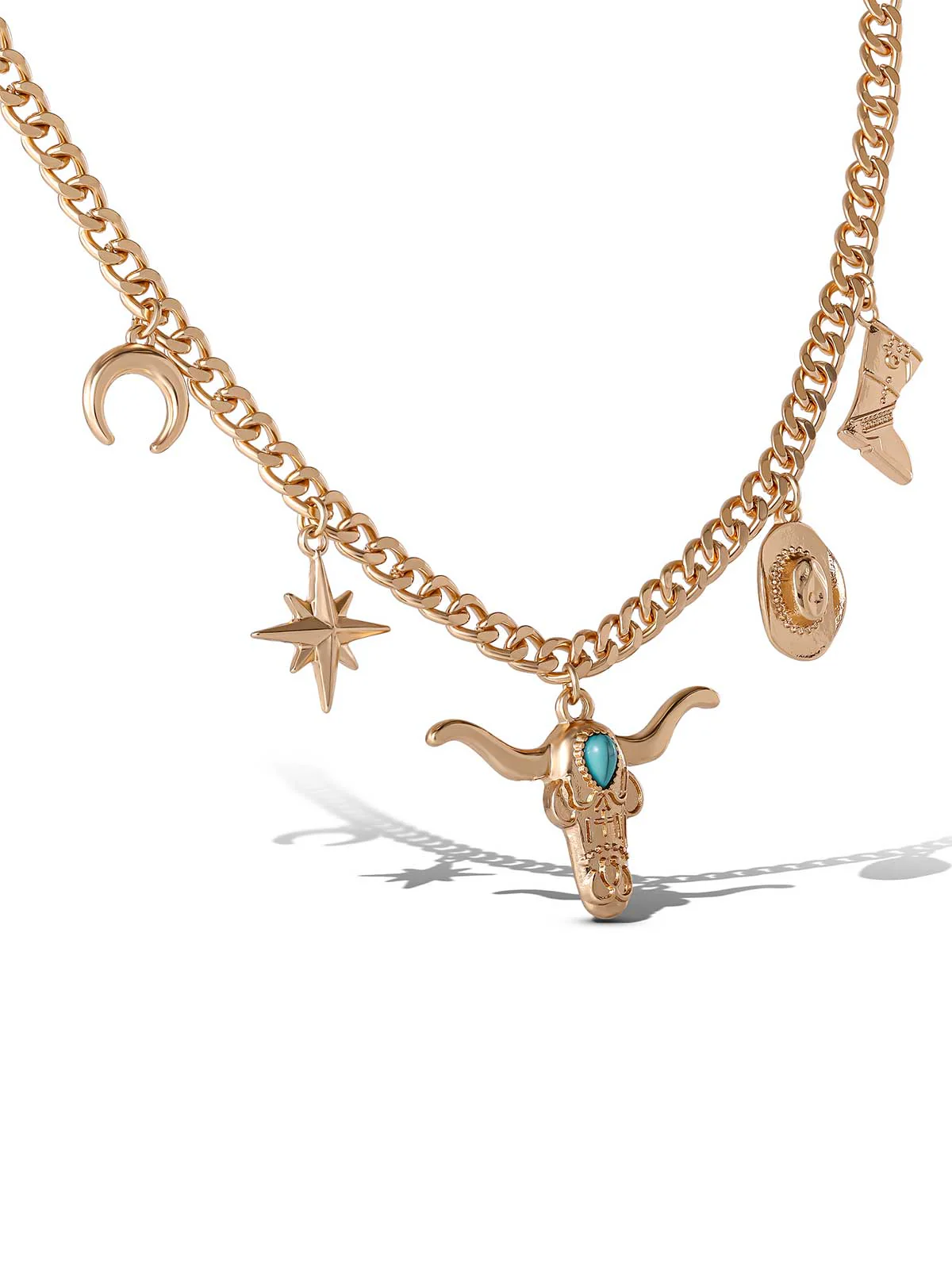 Gold Multi Pendant Necklace - Image 2