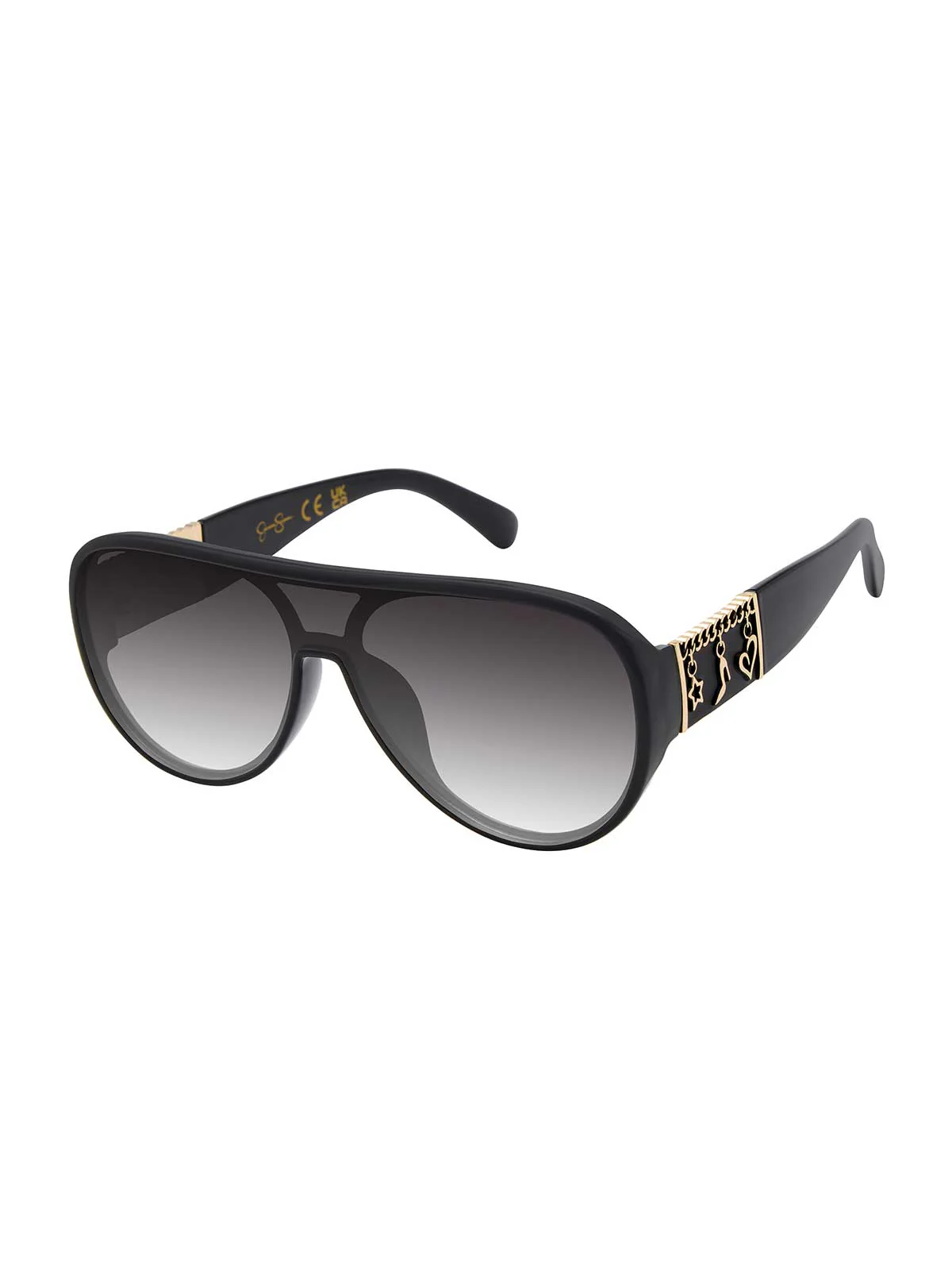 Golden Charm Aviator Sunglasses in Black