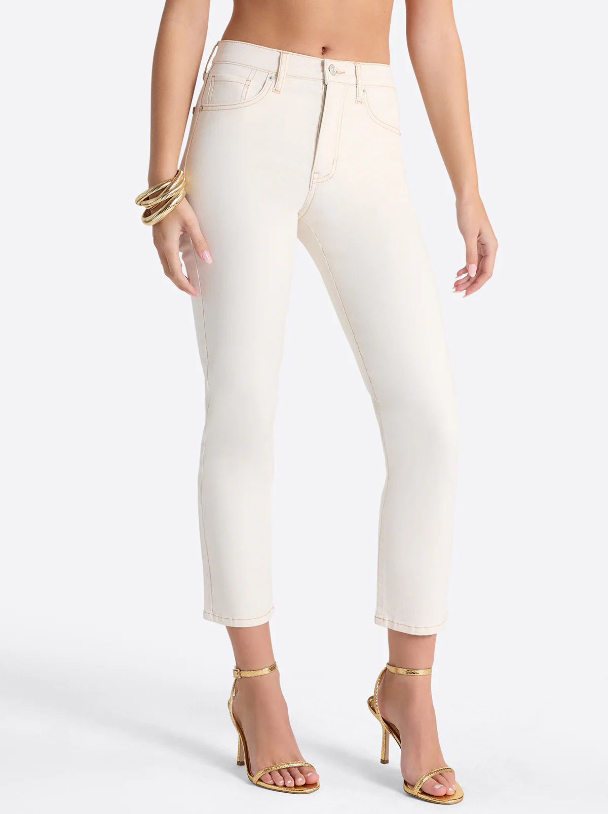Harmony Straight High Rise Jeans in Ecru - Image 2