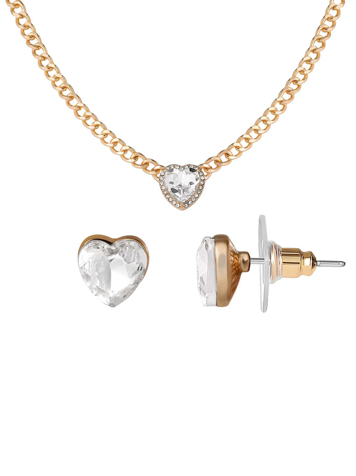 Heart Crystal Necklace & Stud Earring Set - Image 2