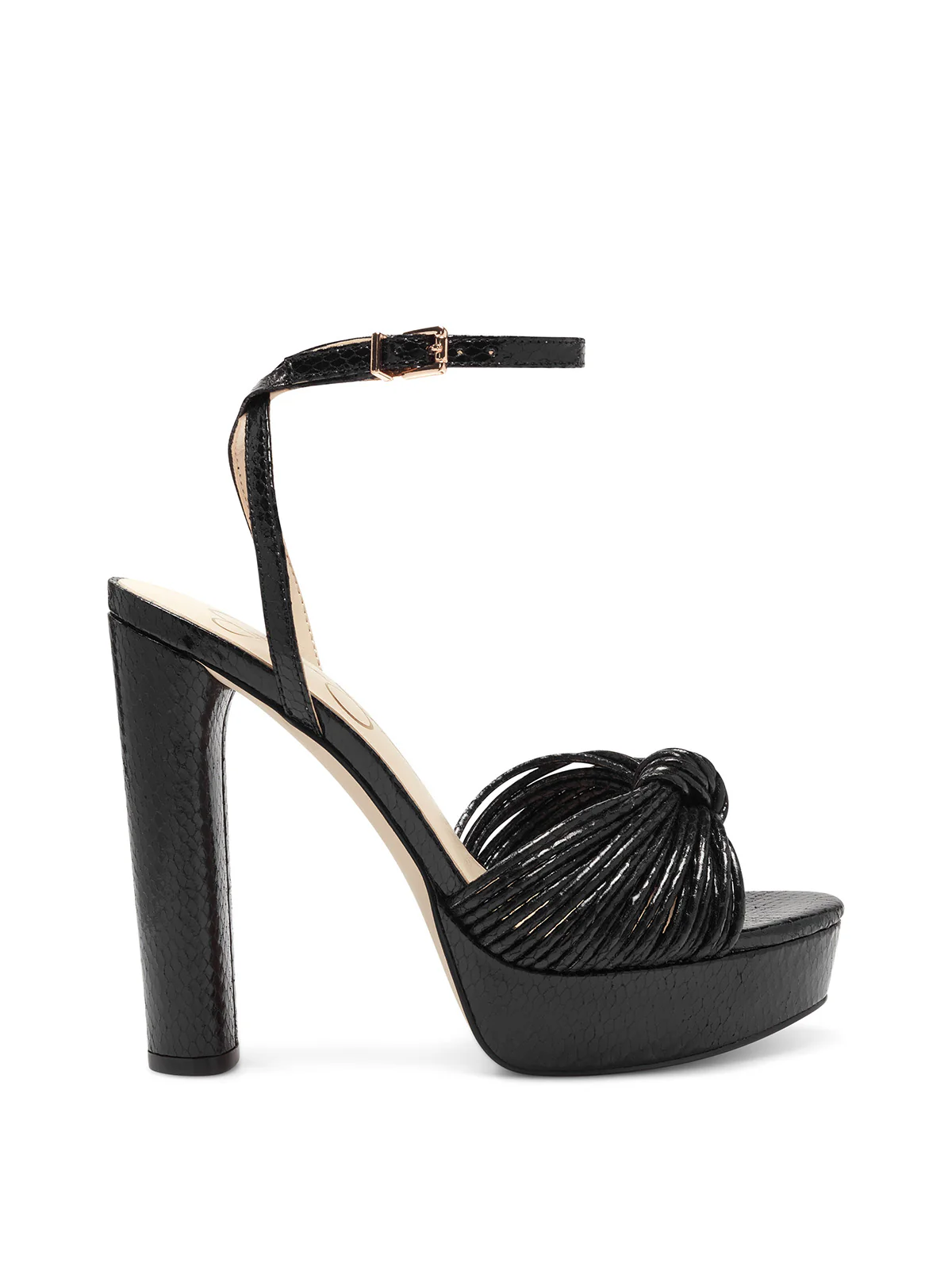 Immie Platform Sandal in Black Snake - Image 2
