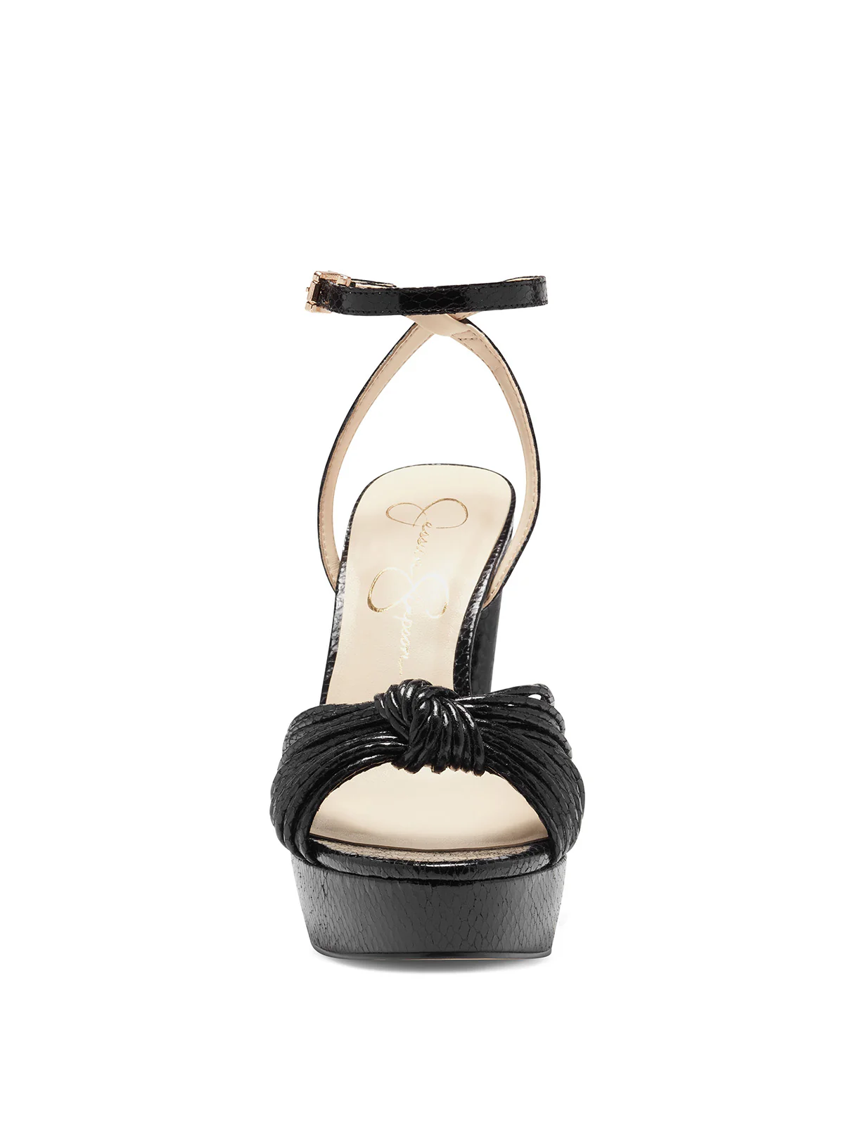 Immie Platform Sandal in Black Snake - Image 4