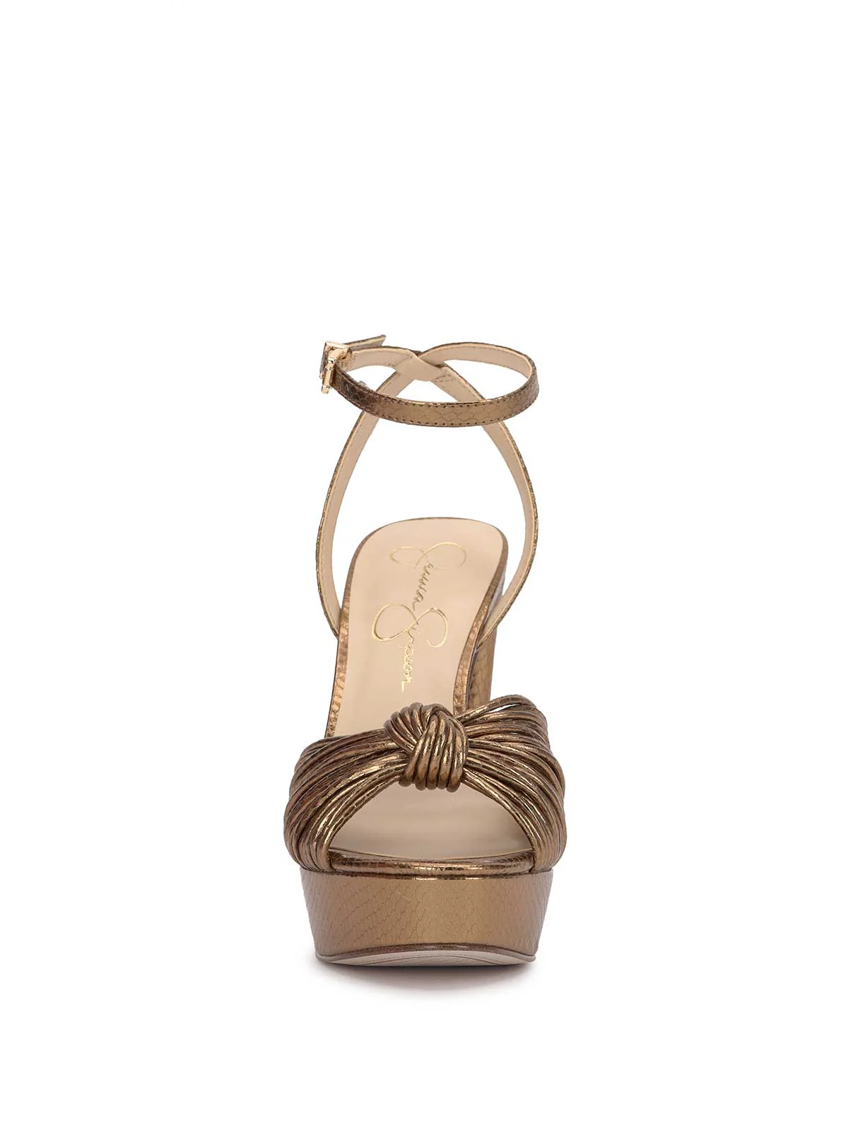 Immie Platform Sandal in Bronze Snake - Image 2