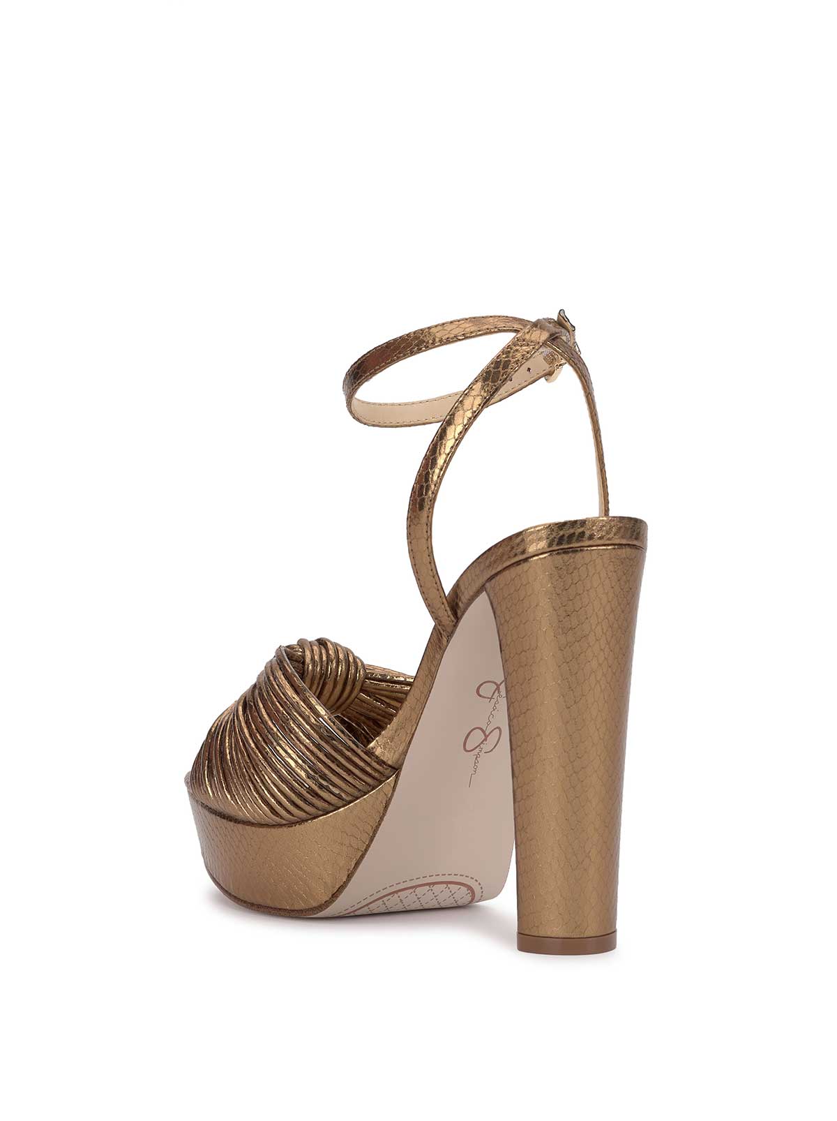 Immie Platform Sandal in Bronze Snake - Image 3
