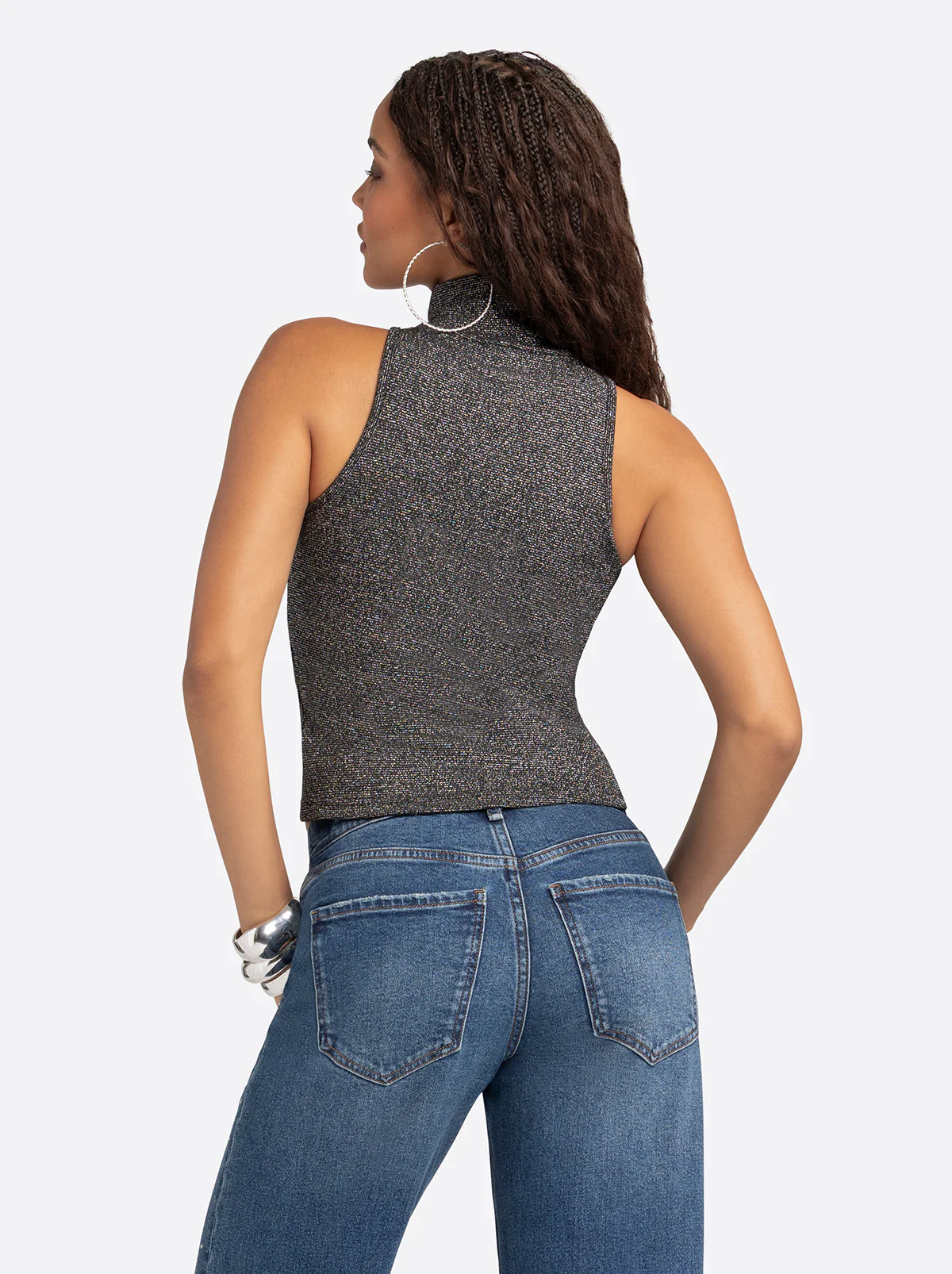 Jessica Simpson 2.0 Asha Shimmer Top in Black - Image 3