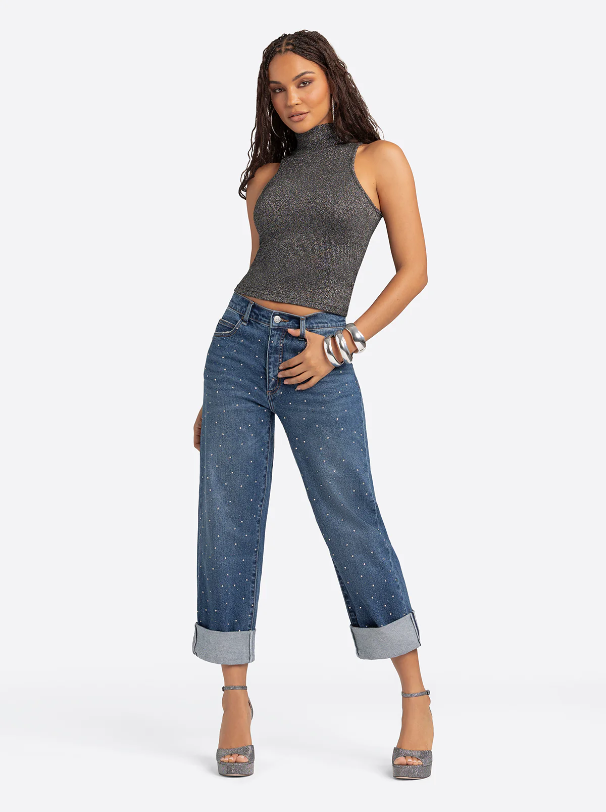 Jessica Simpson 2.0 Embellished Boyfriend Jeans in Thorn - Image 4