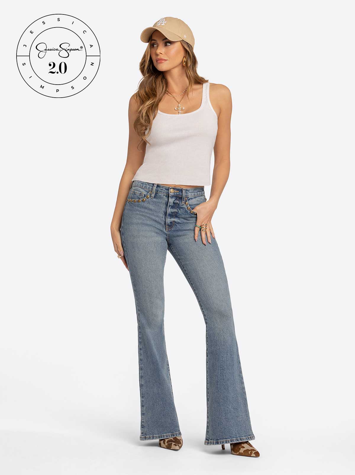Jessica Simpson 2.0 Stevie Flare Jeans in Poppy - Image 4