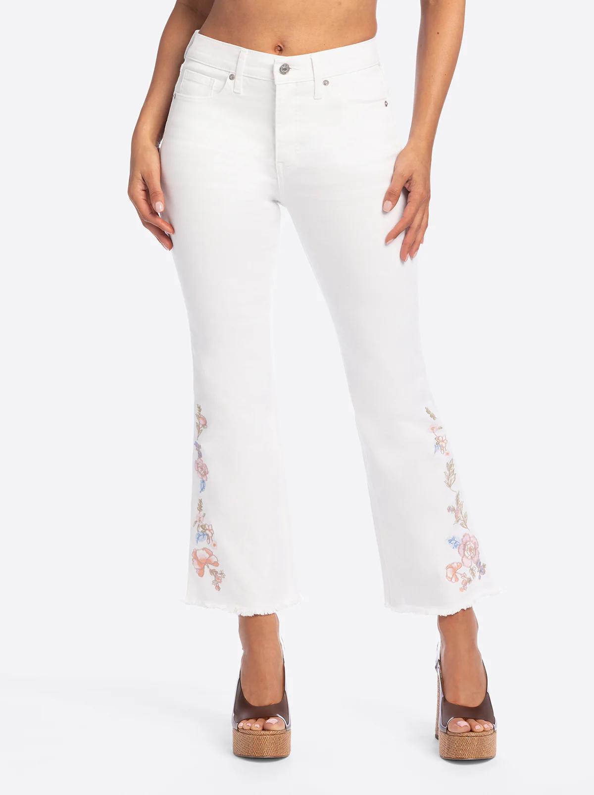 JS Jessica Simpson Plano Ankle Flare Jean in Bright White