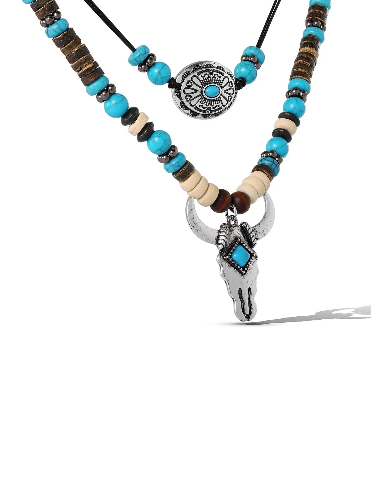 Layered Turquoise Bull Head Necklace - Image 2