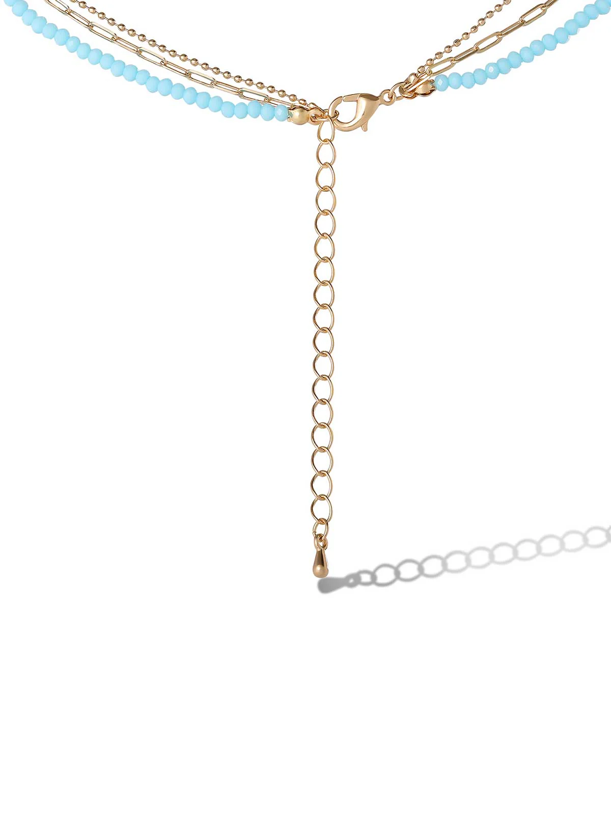 Layered Turquoise & Gold Bead Necklace - Image 2