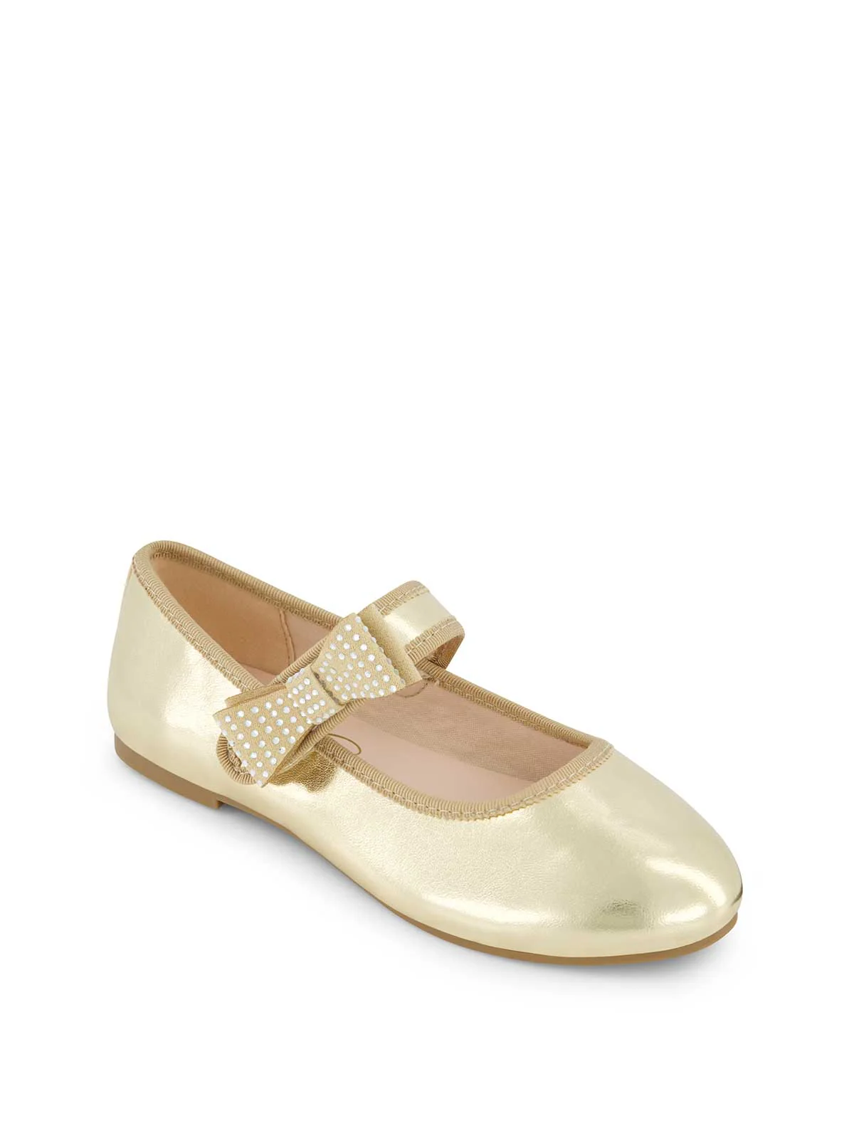Little Girls' Amy Crystal Bow Ballet Flat in Gold - Image 4