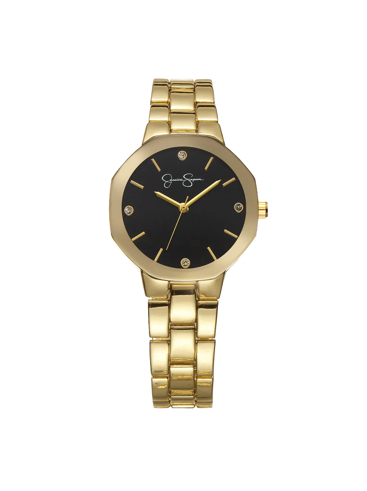 Metallized Bezel Bracelet Watch in Gold Tone