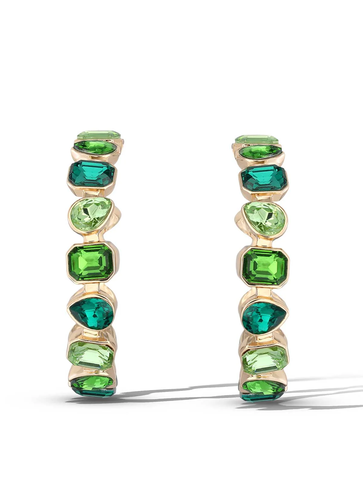 Multi-Green Gem Hoop Earrings - Image 2