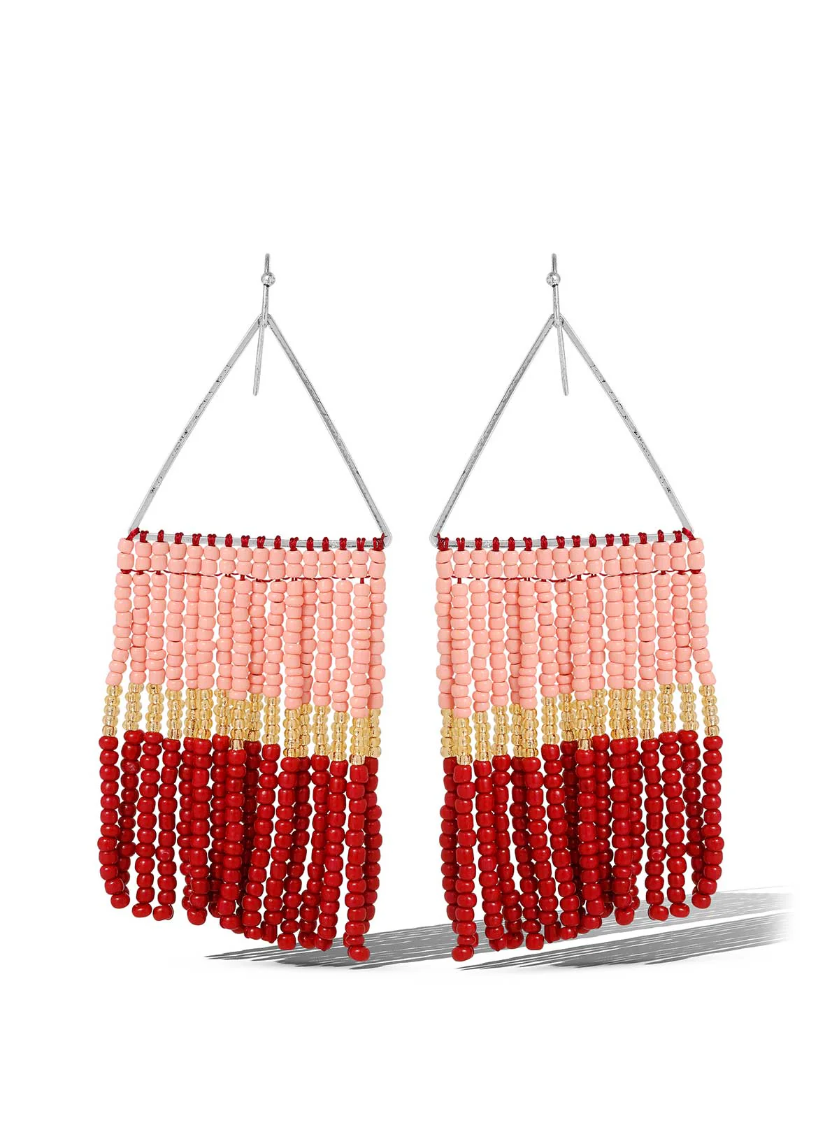 Multi Seed Beads Fringe Dangle Earring - Image 2