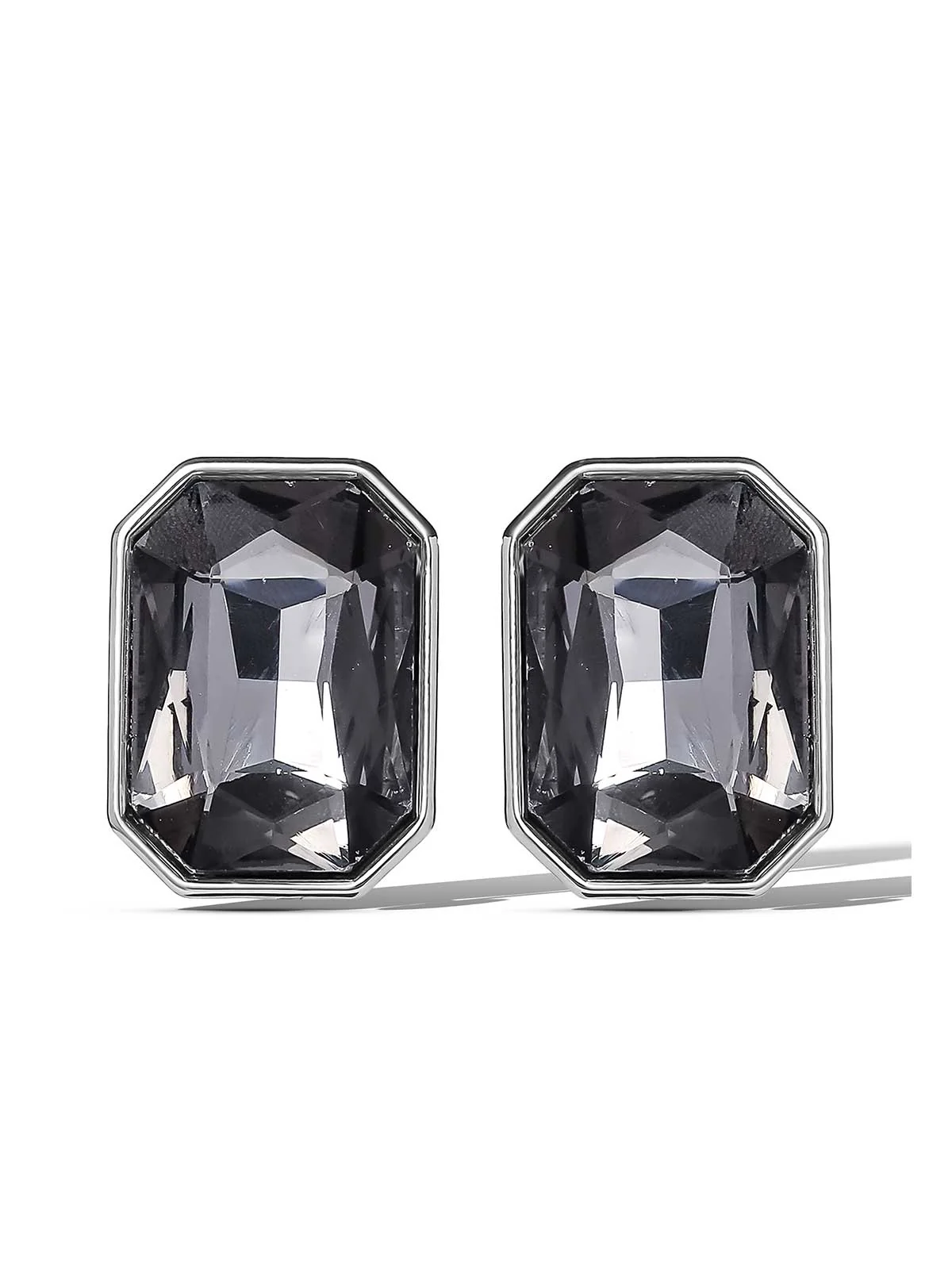 Octagon-Cut Smoky Crystal Earrings - Image 2