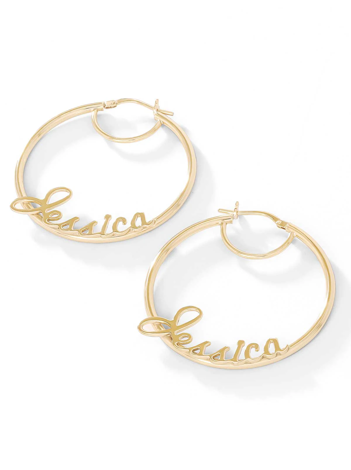 Personalized Hoop Earrings in 18K Gold - Image 3