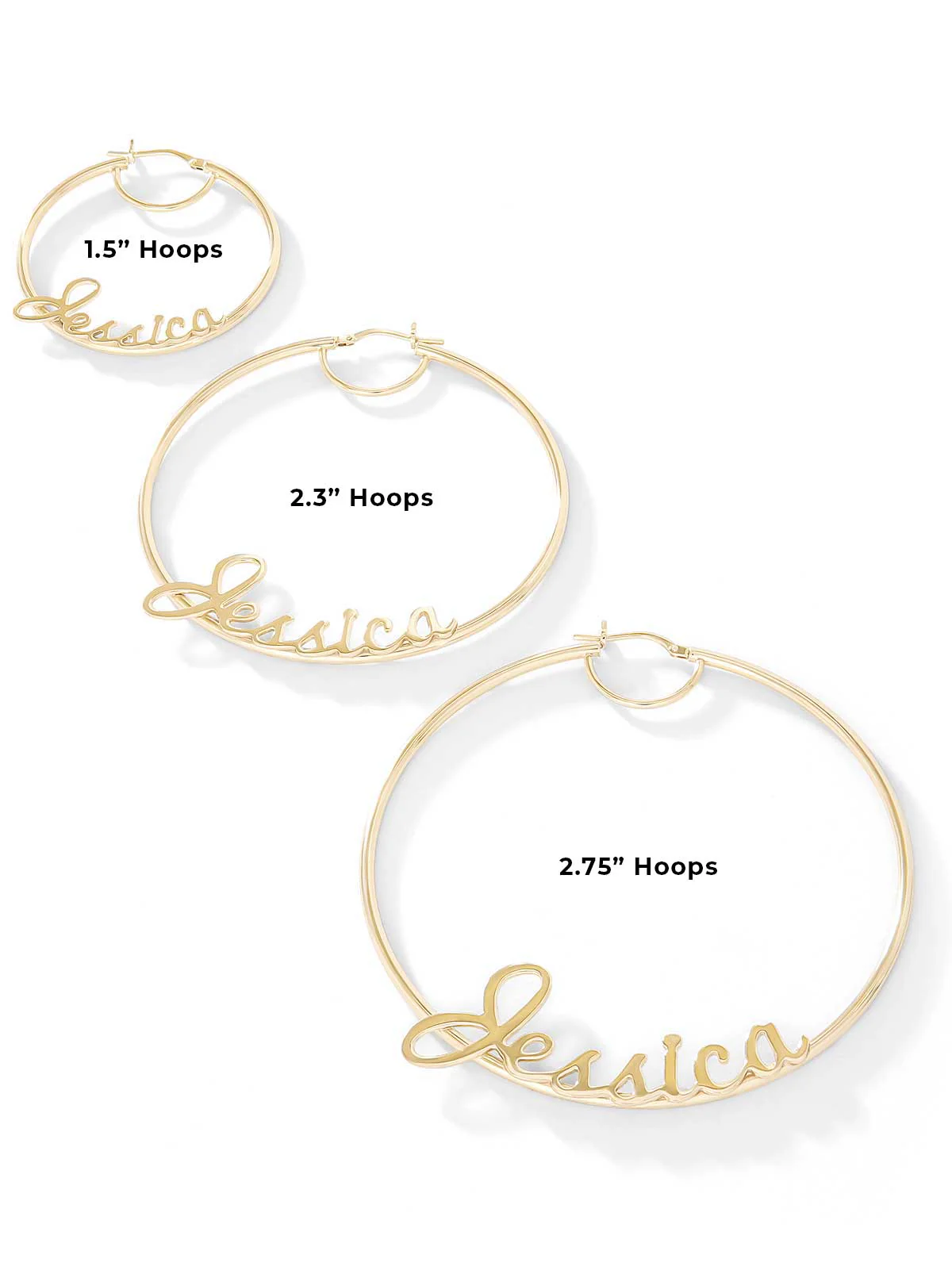 Personalized Hoop Earrings in 18K Gold - Image 4