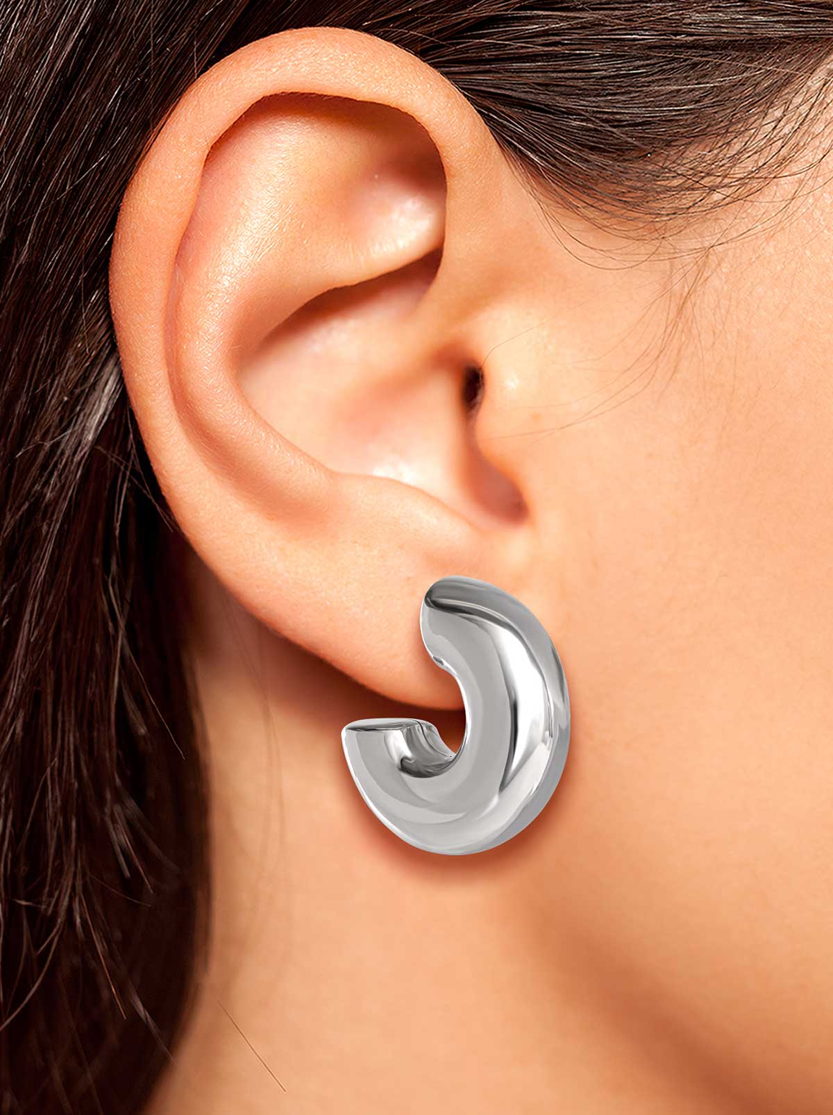 Silver Hoop Earrings - Image 3