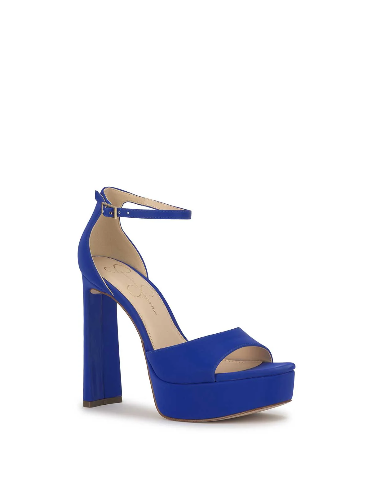 Telxia Ankle Strap Platform Sandal in Blue Royale - Image 4