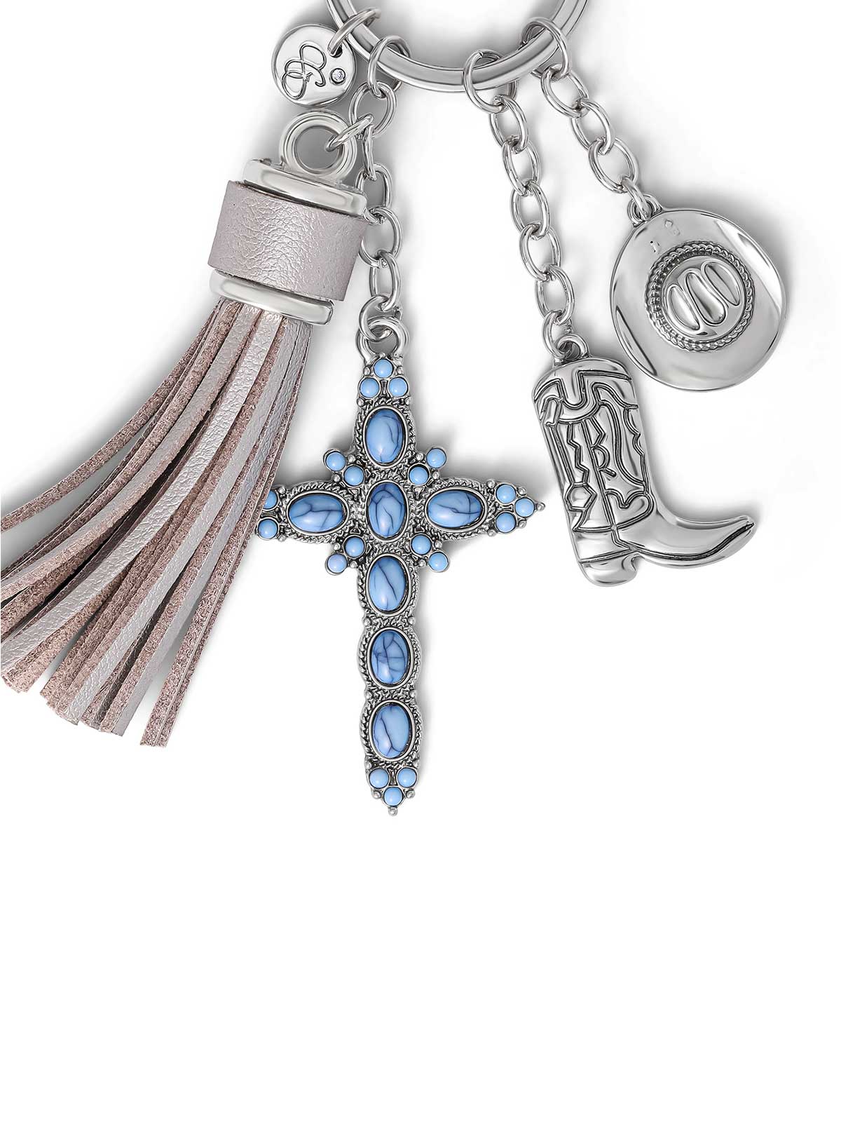 Turquoise Silver Charms Keychain - Image 2