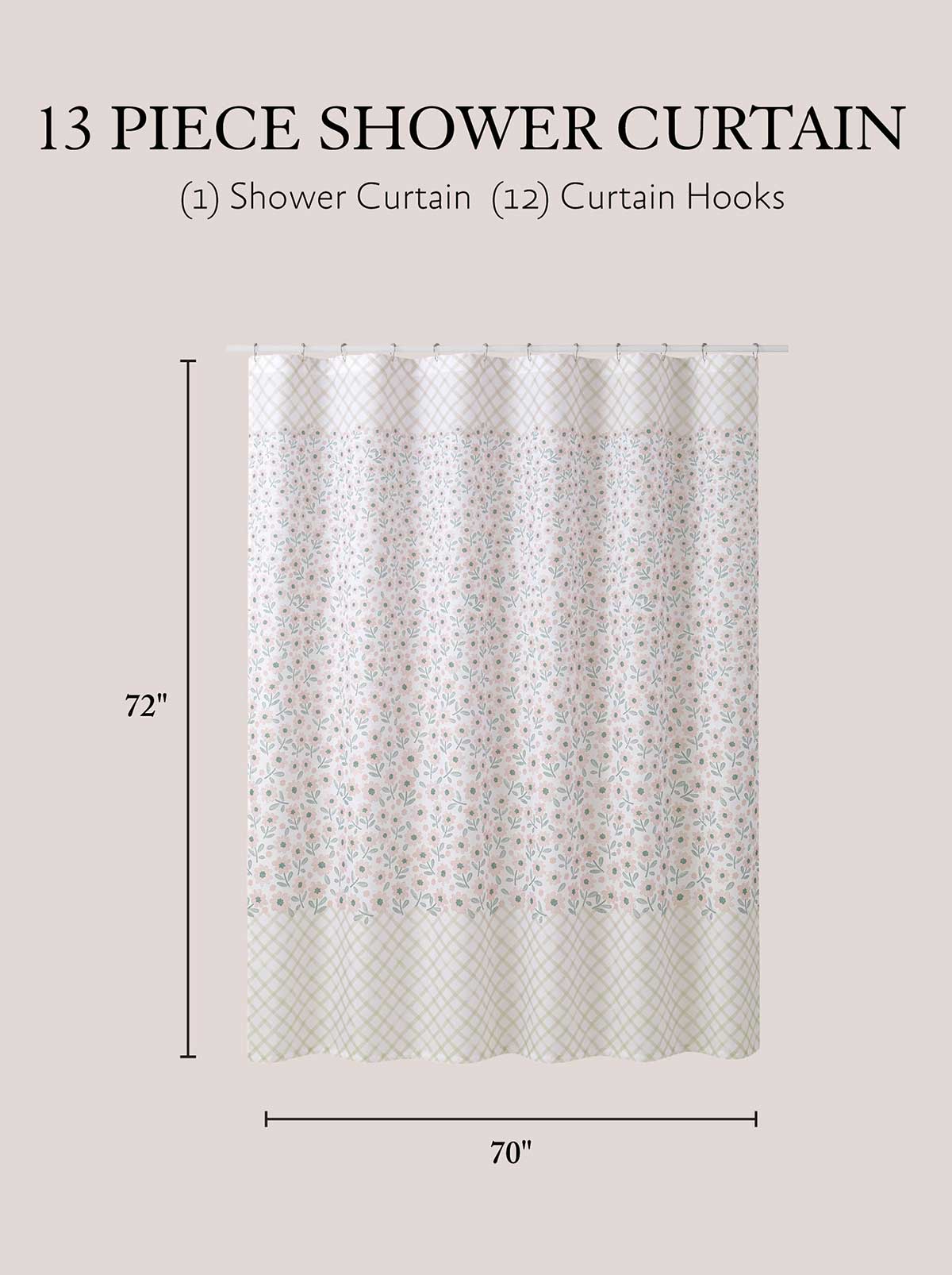Zexie Border Blush Shower Curtain Set - Image 4